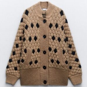 Zara Oversized Chunky Diamond Cardigan